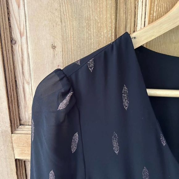 1. State Women's Size‎ XS Black Pink V-Neck Sheer Long Sleeve Dress V-Neck - Picture 6 of 11